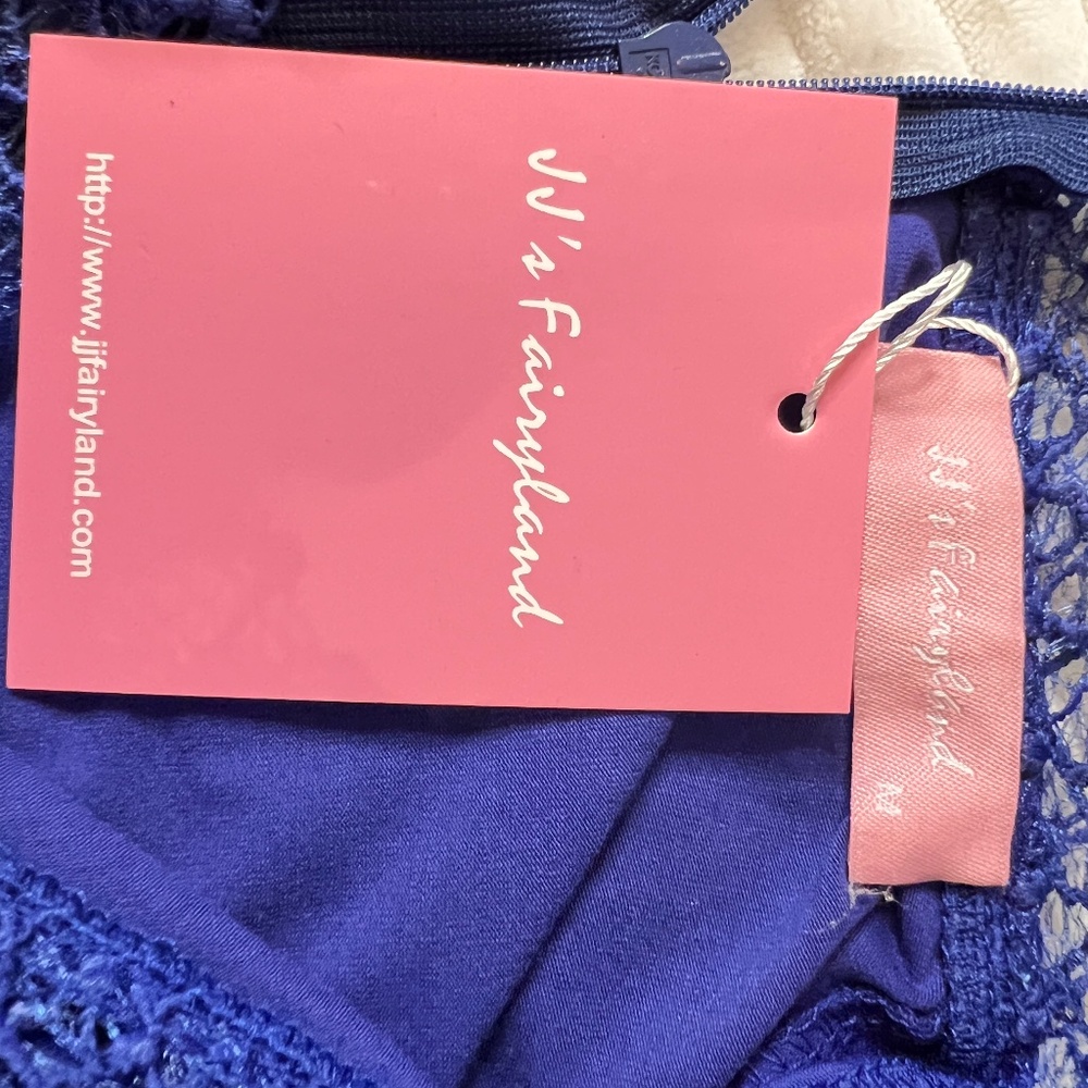 #A128   JJ FAIRYLAND Vintage-Inspired  Royal Blue Hi-Lo Hemline Drama NWT  M - Picture 10 of 12